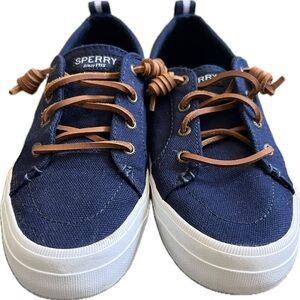 Sperry Dark Blue Sneakers with Tan Laces